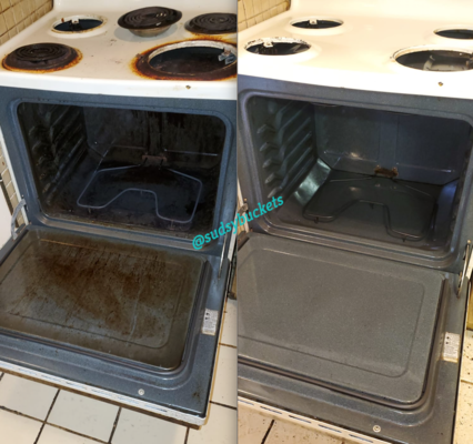 Interior of Oven Before and After Having Cleaning Services in Brandon, Florida