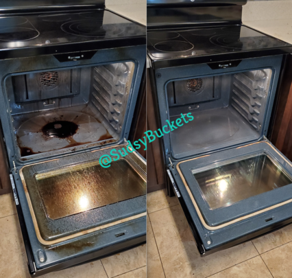 Photo of Oven in Brandon Home Before and After Cleaning
