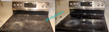 Dirty and Newly Cleaned Kitchen Stove in Brandon, FL